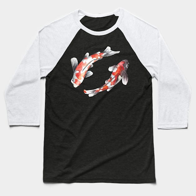 Asian Culture Japanese Koi Fish Japan Carp in the Pond Baseball T-Shirt by XOZ